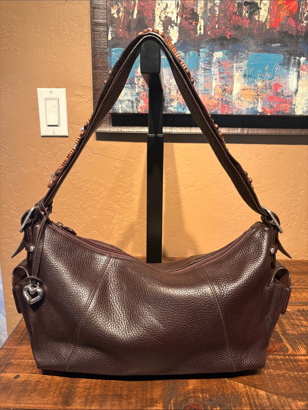 Brighton Barbados Brown Pebbled Leather Hobo Bag Like New!
